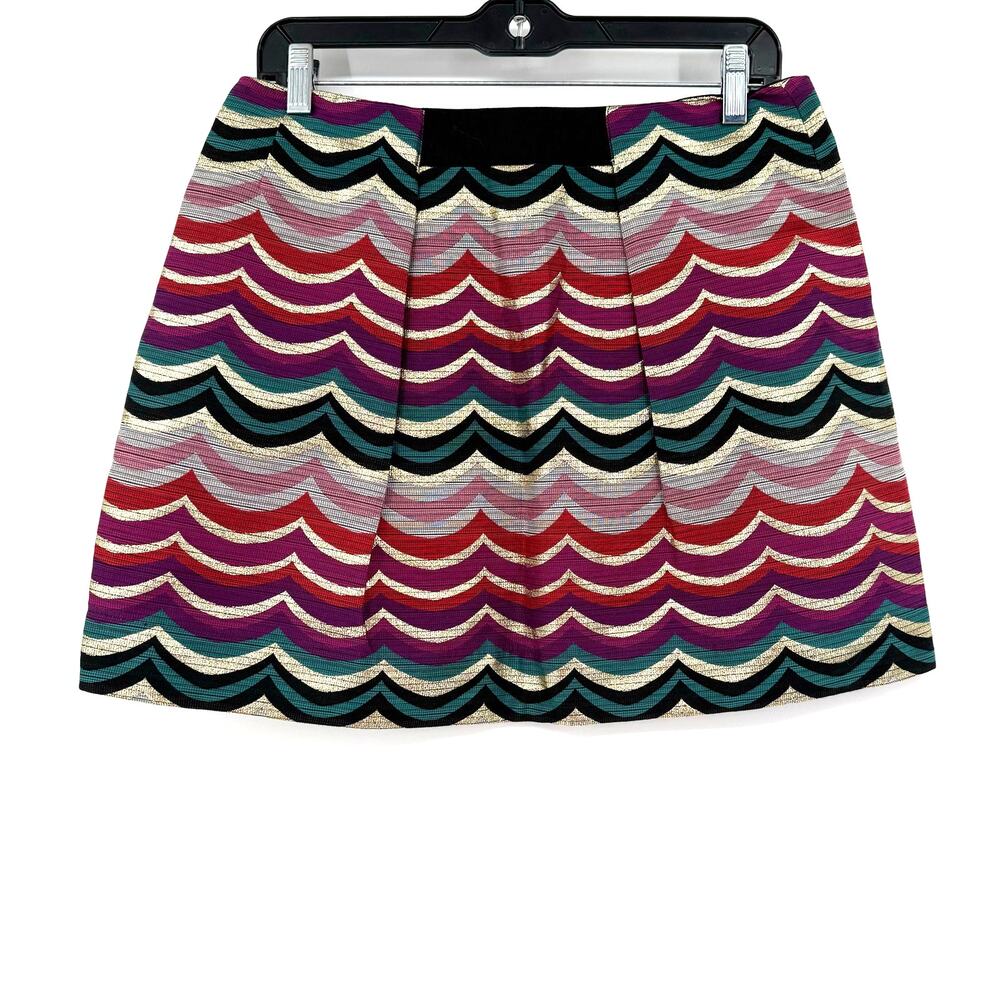 See by Chloe Size 6 Mini Skirt Striped‎ Multicolor Lined Zip Up Rear